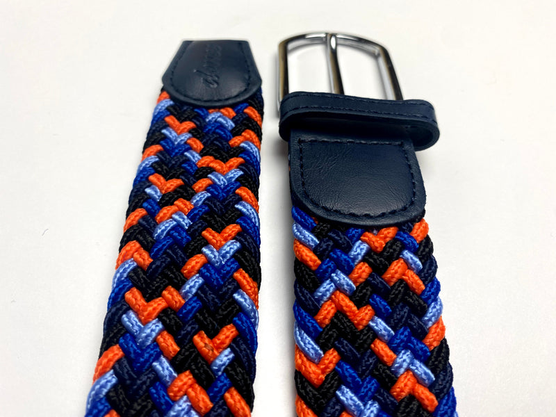 The Bear Deuce Woven Golf Belt - Blue, Orange, and Black